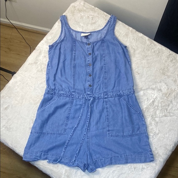 Universal Thread Blue Buttoned Scoop Neck Mini Dress - Picture 4 of 6